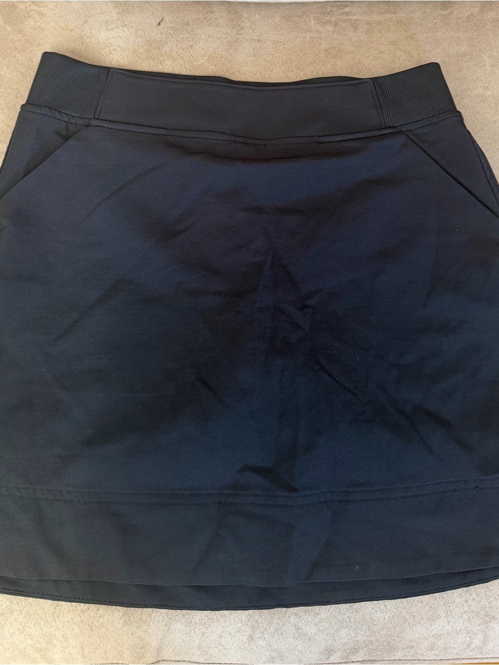 Athletic Black Mini Skirt with Stretch Waistband Built-in Shorts